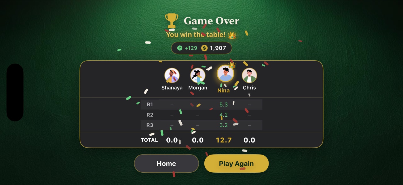 Card Master win screen with confetti